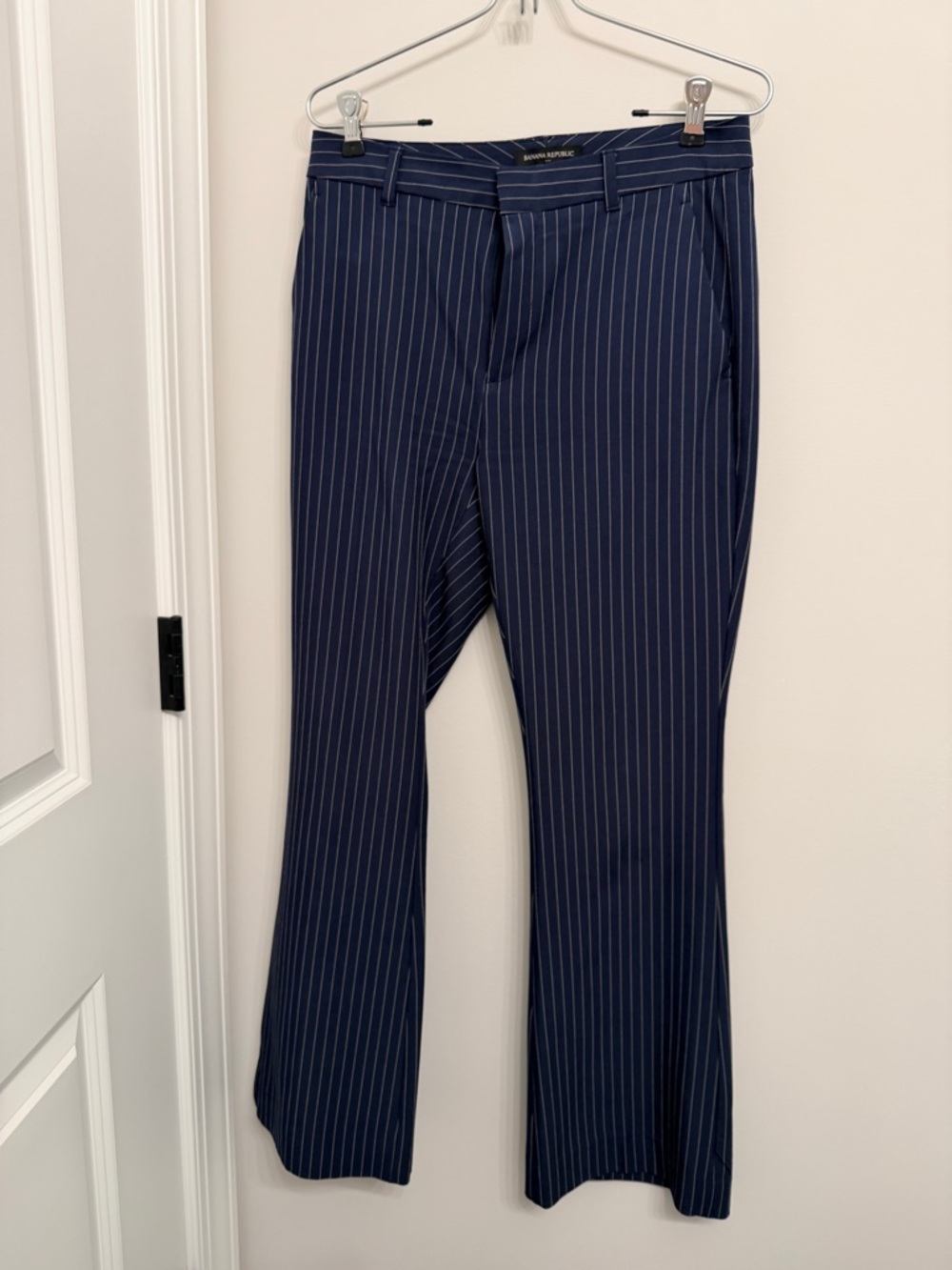 Banana Republic Sculpted Stretch Navy Pinstripe Women’s Trousers